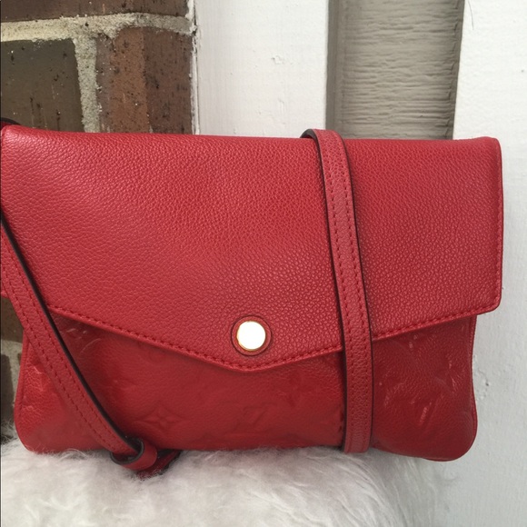 Louis Vuitton Handbags - Auth LOUIS VUITTON TWICE Monogram Empreinte Cerise